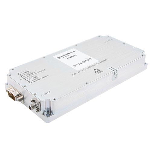 50 dB Gain High Power GaN Amplifier at 100 Watt Psat Operating from 700 MHz to 2.7 GHz with SMA Fairview Microwave FMAM5116