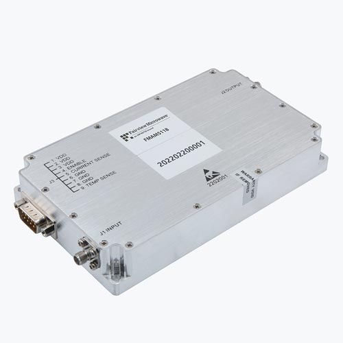 47 dB Gain High Power GaN Amplifier at 50 Watt Psat Operating from 1 GHz to 3 GHz with SMA Fairview Microwave FMAM5118