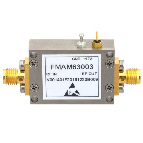 1.6 dB NF Input Protected Low Noise Amplifier, Operating from 30 MHz to 1.5 GHz with 29 dB Gain, 23 dBm P1dB and SMA Fairview Microwave FMAM63003