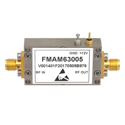 1.2 dB NF Input Protected Low Noise Amplifier, Operating from 900 MHz to 1.2 GHz with 40 dB Gain, 10 dBm P1dB and SMA Fairview Microwave FMAM63005