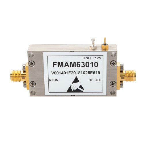 0.8 dB NF Input Protected Low Noise Amplifier, Operating from 3.1 GHz to 3.5 GHz with 28 dB Gain, 8 dBm P1dB and SMA Fairview Microwave FMAM63010