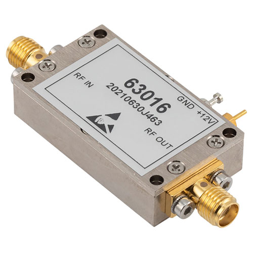 1.7 dB NF Input Protected Low Noise Amplifier, Operating from 20 MHz to 3 GHz with 25 dB Gain, 13 dBm P1dB and SMA Fairview Microwave FMAM63016