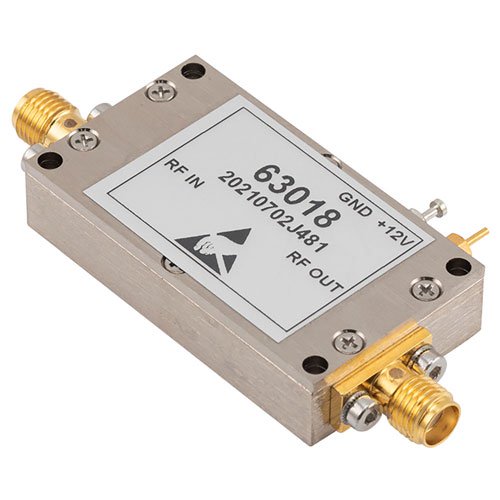 3.5 dB NF Input Protected Low Noise Amplifier, Operating from 10 MHz to 6 GHz with 30 dB Gain, 16.5 dBm Psat and SMA Fairview Microwave FMAM63018