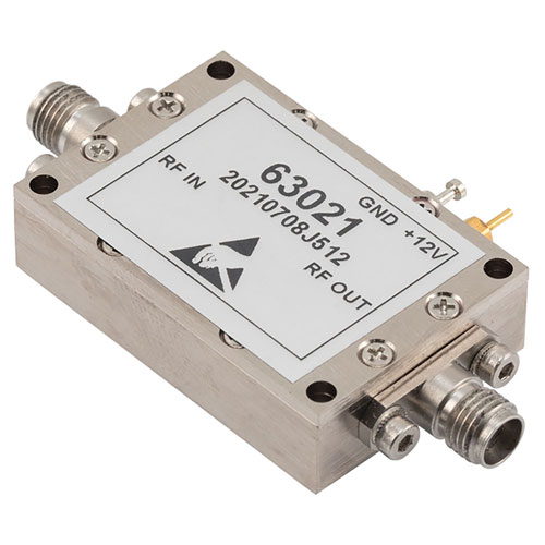 2.5 dB NF Input Protected Low Noise Amplifier, Operating from 26.5 GHz to 40 GHz with 35 dB Gain, 11 dBm P1dB and 2.92mm Fairview Microwave FMAM63021