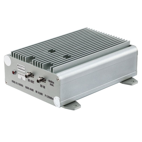 42 dB Gain, 18 dBm P1dB, 0.1 GHz to 50 GHz, Broadband AC Low Noise Amplifier, Bench-Top, 110/240VAC, 5 dB Noise Figure, 2.4mm Fairview Microwave FMAM63029