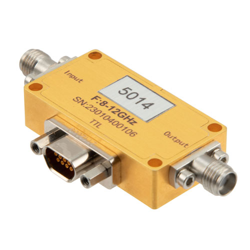 8 GHz to 12 GHz Absorptive Digital Step Attenuator, 63 dB, 6 Bits, 1 dB Step Size, Field Replaceable SMA Fairview Microwave FMAT5014