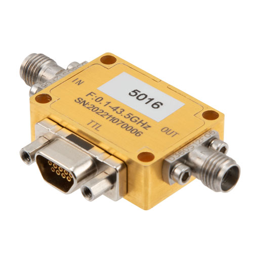 100 MHz to 40 GHz Absorptive Digital Step Attenuator, 15.5 dB, 5 Bits, 0.5 dB Step Size, Field Replaceable 2.92mm Fairview Microwave FMAT5016