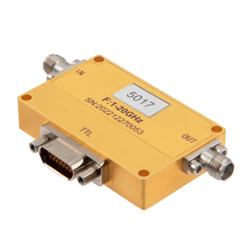 1 GHz to 20 GHz Digital Control Attenuator, 63.5 dB, 7 Bits, 0.5 dB Step Size, Field Replaceable SMA Fairview Microwave FMAT5017