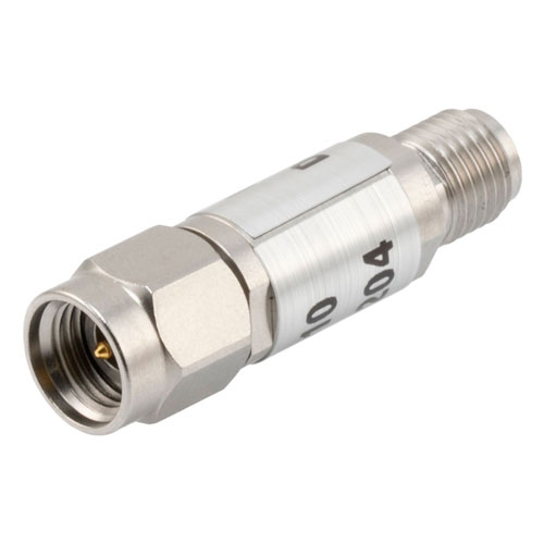 10 dB Fixed Attenuator 2.92mm Male (Plug) to 2.92mm Female (Jack) Up to 40 GHz Rated to 2 Watts, Passivated Stainless Steel Body, 1.35 VSWR Fairview Microwave FMAT7430-10