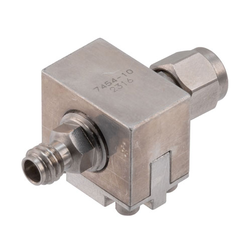 10 dB Fixed Attenuator 1.0mm Male (Plug) to 1.0mm Female (Jack) Up to 110 GHz Rated to 0.5 Watts Passivated Stainless Steel Body 1.8:1 VSWR Fairview Microwave FMAT7454-10