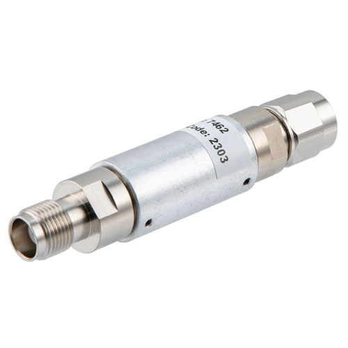 20 dB Fixed Attenuator TNC Male (Plug) to TNC Female (Jack) Up to 12.4 GHz Rated to 5 Watts, Brass Nickel Body, 1.35:1 VSWR Fairview Microwave FMAT7462-20