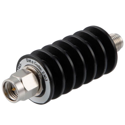 30 dB Fixed Attenuator SMA Male (Plug) to SMA Female (Jack) Unidirectional Up to 12.4 GHz Rated to 10 Watts, Black Aluminum Body, 1.3:1 VSWR Fairview Microwave FMAT7463-30