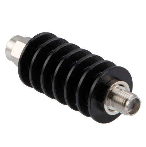 30 dB Fixed Attenuator SMA Male (Plug) to SMA Female (Jack) Unidirectional Up to 12.4 GHz Rated to 10 Watts, Black Aluminum Body, 1.3:1 VSWR Fairview Microwave FMAT7463-30