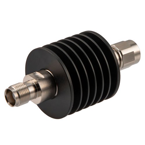 20 dB Fixed Attenuator TNC Male (Plug) to TNC Female (Jack) Up to 12.4 GHz Rated to 10 Watts, Black Aluminum Body, 1.35:1 VSWR Fairview Microwave FMAT7465-20