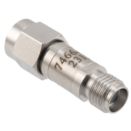 2 dB Fixed Attenuator SMA Male (Plug) to SMA Female (Jack) DC to 12 GHz Rated to 2 Watts, Stainless Steel Body, 1.35:1 VSWR Fairview Microwave FMAT7466-2