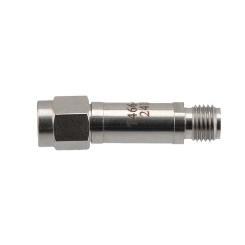 40 dB RF Fixed Attenuator SMA Male (Plug) to SMA Female (Jack), DC to 12 GHz Rated to 2 Watt, Stainless Steel Body, 1.35:1 VSWR Fairview Microwave FMAT7466-40