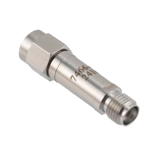 40 dB RF Fixed Attenuator SMA Male (Plug) to SMA Female (Jack), DC to 12 GHz Rated to 2 Watt, Stainless Steel Body, 1.35:1 VSWR Fairview Microwave FMAT7466-40