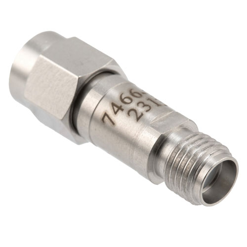 8 dB Fixed Attenuator SMA Male (Plug) to SMA Female (Jack) DC to 12 GHz Rated to 2 Watts, Stainless Steel Body, 1.35:1 VSWR Fairview Microwave FMAT7466-8