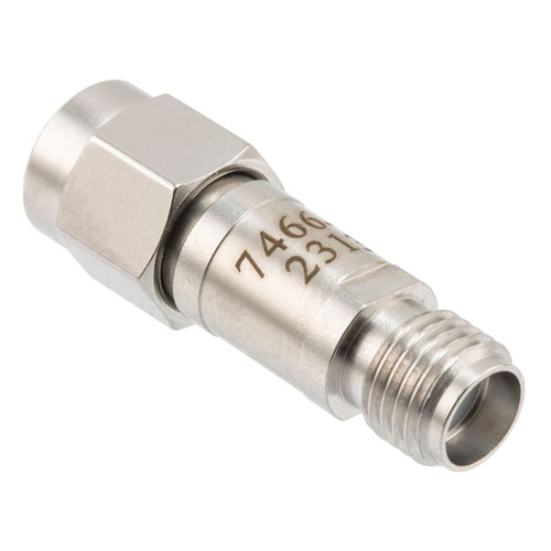 9 dB Fixed Attenuator SMA Male (Plug) to SMA Female (Jack) DC to 12 GHz Rated to 2 Watts, Stainless Steel Body, 1.35:1 VSWR Fairview Microwave FMAT7466-9