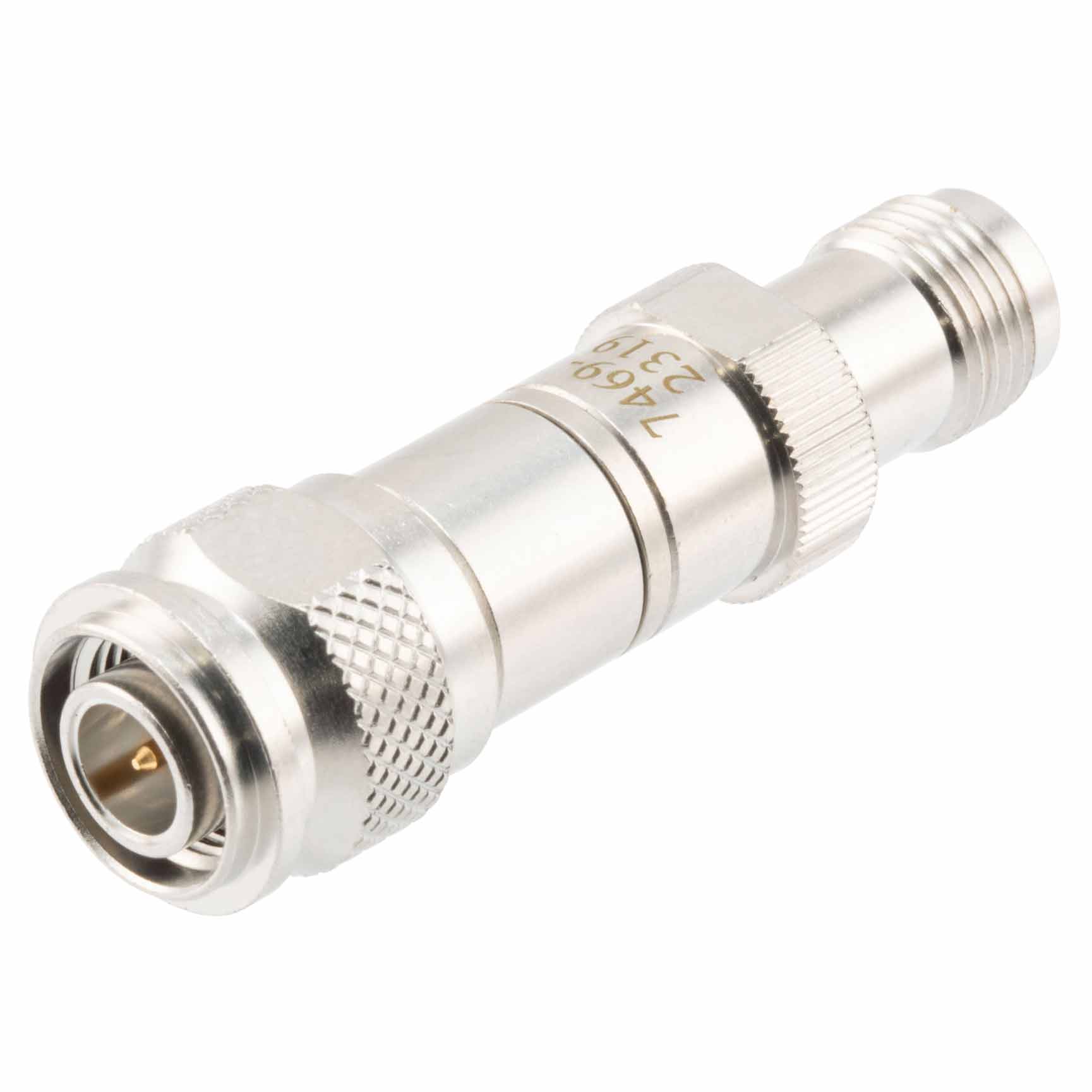 2 dB Fixed Attenuator TNC Male (Plug) to TNC Female (Jack) DC to 12 GHz Rated to 2 Watts, Brass Body, 1.35:1 VSWR Fairview Microwave FMAT7469-2