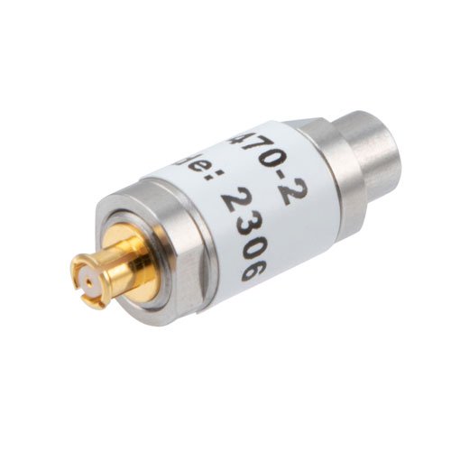 2 dB Fixed Attenuator SMP Male (Plug) to SMP Female (Jack) Up to 18 GHz Rated to 1 Watt, Stainless Steel Body, 1.35:1 VSWR Fairview Microwave FMAT7470-2