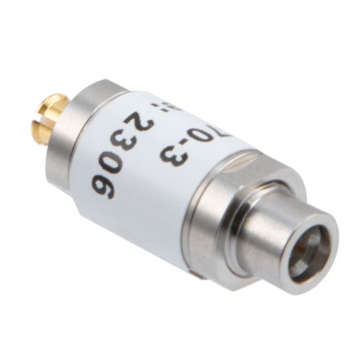 3 dB Fixed Attenuator SMP Male (Plug) to SMP Female (Jack) Up to 18 GHz Rated to 1 Watt, Stainless Steel Body, 1.35:1 VSWR Fairview Microwave FMAT7470-3