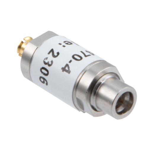 4 dB Fixed Attenuator SMP Male (Plug) to SMP Female (Jack) Up to 18 GHz Rated to 1 Watt, Stainless Steel Body, 1.35:1 VSWR Fairview Microwave FMAT7470-4