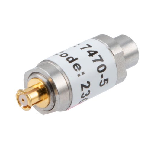 5 dB Fixed Attenuator SMP Male (Plug) to SMP Female (Jack) Up to 18 GHz Rated to 1 Watt, Stainless Steel Body, 1.35:1 VSWR Fairview Microwave FMAT7470-5