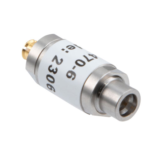 6 dB Fixed Attenuator SMP Male (Plug) to SMP Female (Jack) Up to 18 GHz Rated to 1 Watt, Stainless Steel Body, 1.35:1 VSWR Fairview Microwave FMAT7470-6