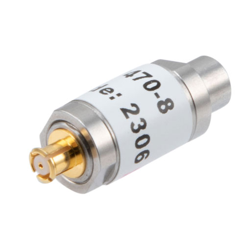 8 dB Fixed Attenuator SMP Male (Plug) to SMP Female (Jack) Up to 18 GHz Rated to 1 Watt, Stainless Steel Body, 1.35:1 VSWR Fairview Microwave FMAT7470-8