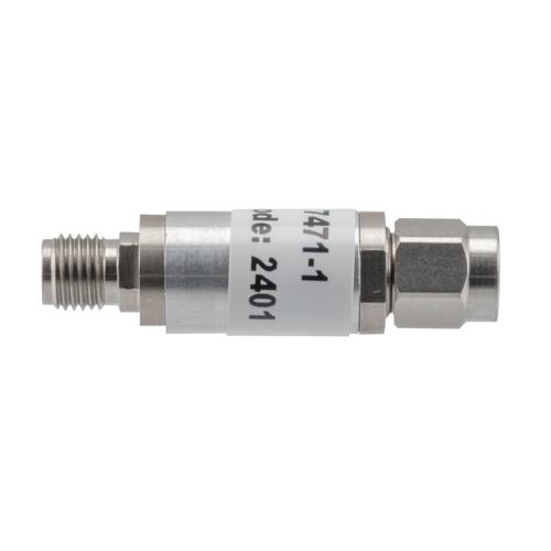 1 dB Fixed Attenuator 3.5mm Male (Plug) to 3.5mm Female (Jack) up to 26.5 GHz Rated to 2 Watts, Aluminum Body, 1.45:1 VSWR Fairview Microwave FMAT7471-1