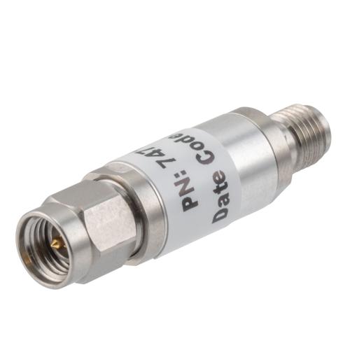 30 dB Fixed Attenuator 3.5mm Male (Plug) to 3.5mm Female (Jack) up to 26.5 GHz Rated to 2 Watts, Aluminum Body, 1.45:1 VSWR Fairview Microwave FMAT7471-30