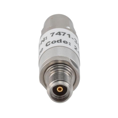 30 dB Fixed Attenuator 3.5mm Male (Plug) to 3.5mm Female (Jack) up to 26.5 GHz Rated to 2 Watts, Aluminum Body, 1.45:1 VSWR Fairview Microwave FMAT7471-30