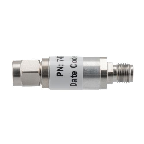 7 dB Fixed Attenuator 3.5mm Male (Plug) to 3.5mm Female (Jack) up to 26.5 GHz Rated to 2 Watts, Aluminum Body, 1.45:1 VSWR Fairview Microwave FMAT7471-7