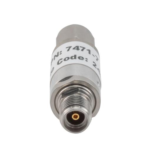 7 dB Fixed Attenuator 3.5mm Male (Plug) to 3.5mm Female (Jack) up to 26.5 GHz Rated to 2 Watts, Aluminum Body, 1.45:1 VSWR Fairview Microwave FMAT7471-7