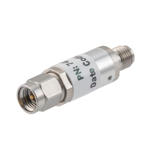 8 dB Fixed Attenuator 3.5mm Male (Plug) to 3.5mm Female (Jack) up to 26.5 GHz Rated to 2 Watts, Aluminum Body, 1.45:1 VSWR Fairview Microwave FMAT7471-8