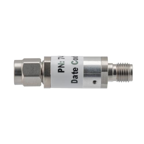 8 dB Fixed Attenuator 3.5mm Male (Plug) to 3.5mm Female (Jack) up to 26.5 GHz Rated to 2 Watts, Aluminum Body, 1.45:1 VSWR Fairview Microwave FMAT7471-8