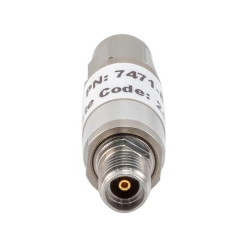 8 dB Fixed Attenuator 3.5mm Male (Plug) to 3.5mm Female (Jack) up to 26.5 GHz Rated to 2 Watts, Aluminum Body, 1.45:1 VSWR Fairview Microwave FMAT7471-8