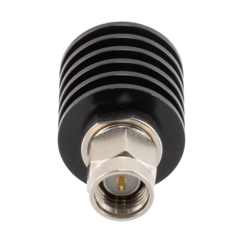 20 dB Fixed Attenuator SMA Male (Plug) to SMA Female (Jack) up to 26.5 GHz Rated to 5 Watts, Black Anodized Aluminum Body, 1.35:1 VSWR Fairview Microwave FMAT7488-20