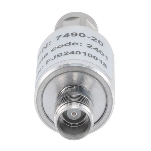 20 dB Fixed Attenuator NEX10 Male (Plug) to NEX10 Female (Jack) Up to 6 GHz Rated to 5 Watts, Aluminum Body, 1.25:1 VSWR Fairview Microwave FMAT7490-20