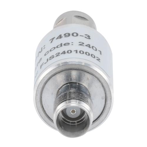 3 dB Fixed Attenuator NEX10 Male (Plug) to NEX10 Female (Jack) Up to 6 GHz Rated to 5 Watts, Aluminum Body, 1.25:1 VSWR Fairview Microwave FMAT7490-3