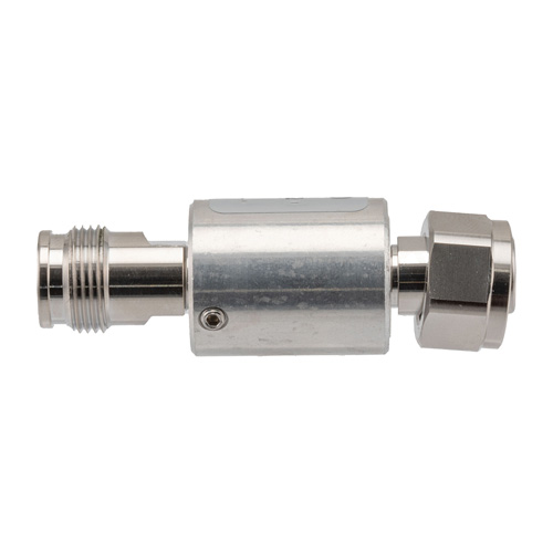 3 dB Fixed Attenuator 2.2-5 Male (Plug) to 2.2-5 Female (Jack) DC to 6 GHz Rated to 5 Watts, Brass Body, 1.25:1 VSWR Fairview Microwave FMAT7492-3