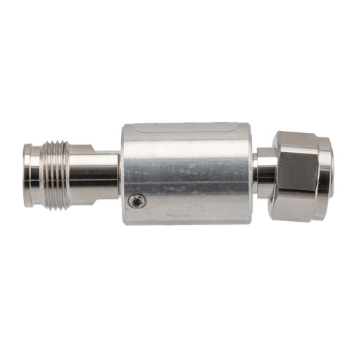 6 dB Fixed Attenuator 2.2-5 Male (Plug) to 2.2-5 Female (Jack) DC to 6 GHz Rated to 10 Watts, Brass Body, 1.25:1 VSWR Fairview Microwave FMAT7493-6