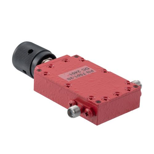 0 to 20 dB Variable Attenuator SMA Female to SMA Female from 10.7 GHz to 14.5 GHz Rated to 5 Watts Fairview Microwave FMAT7501-20