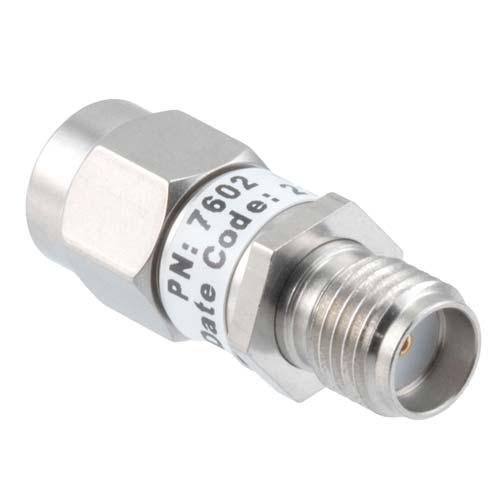 10dB RF fixed attenuator 2W, DC to 6GHz, SMA male to female, Stainless Steel Fairview Microwave FMAT7602-10