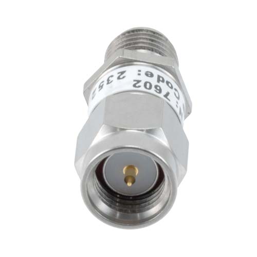 10dB RF fixed attenuator 2W, DC to 6GHz, SMA male to female, Stainless Steel Fairview Microwave FMAT7602-10