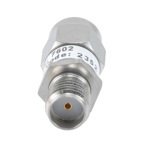 10dB RF fixed attenuator 2W, DC to 6GHz, SMA male to female, Stainless Steel Fairview Microwave FMAT7602-10