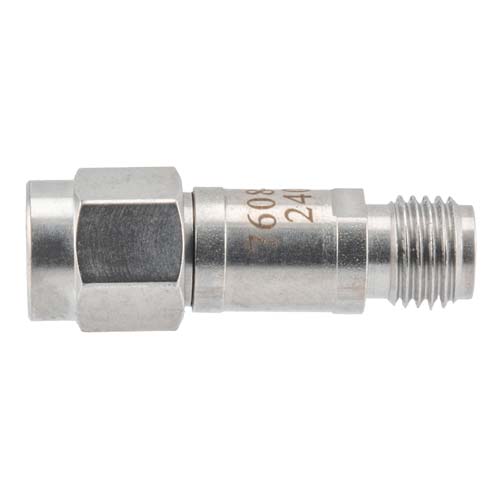 20 dB RF Fixed Attenuator SMA Male (Plug) to SMA Female (Jack), DC to 6GHz Rated to 2 Watt, Stainless Steel Body, 1.35:1 VSWR Fairview Microwave FMAT7608-20