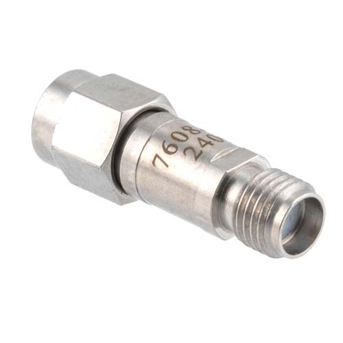 20 dB RF Fixed Attenuator SMA Male (Plug) to SMA Female (Jack), DC to 6GHz Rated to 2 Watt, Stainless Steel Body, 1.35:1 VSWR Fairview Microwave FMAT7608-20