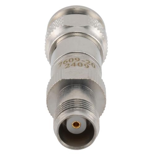 20 dB RF Fixed Attenuator TNC Male (Plug) to TNC Female (Jack), DC to 3 GHz Rated to 2 Watt, Brass Body, 1.25:1 VSWR Fairview Microwave FMAT7609-20